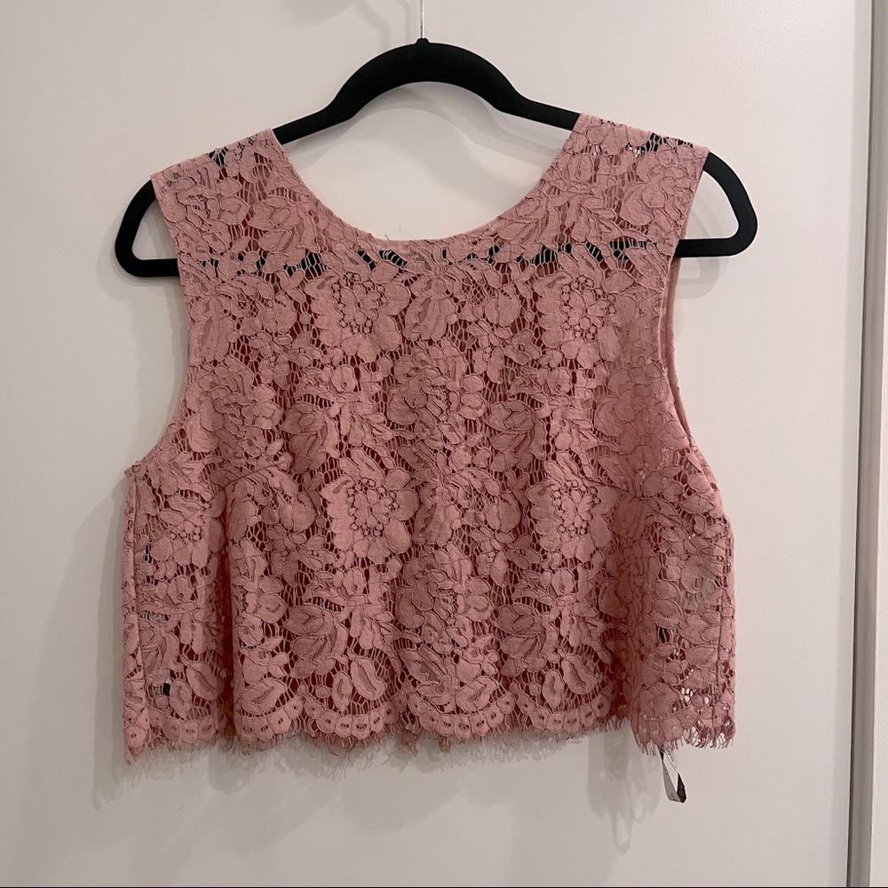 Jenny Yoo Cleo Lace Top in Pink